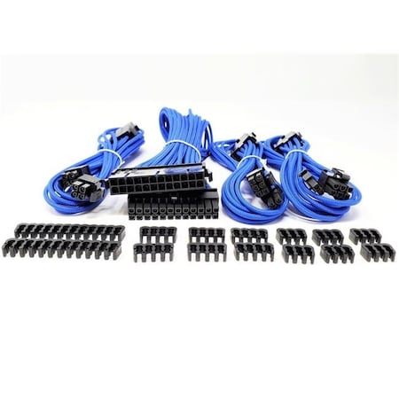 Micro Connectors Micro Connectors F04-240BL-KIT Premium Sleeved PSU Cable Extension Kit; Blue F04-240BL-KIT